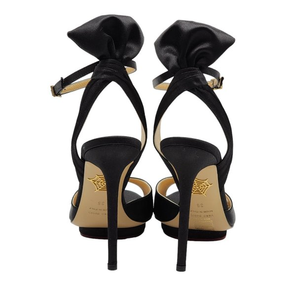 Charlotte Olympia Wallace Bow-Back Satin Evening Sandal - Black - Picture 6 of 7